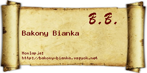 Bakony Bianka névjegykártya